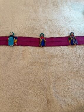 Handmade Doll Trim Belt- Magenta with Blue/Teal Accents